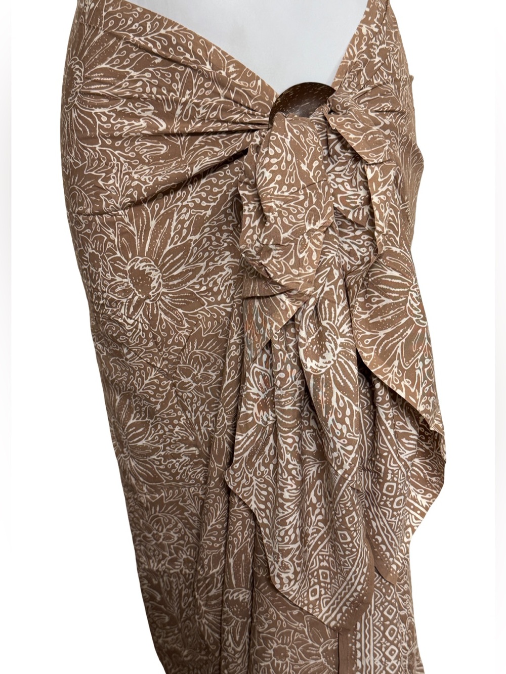 Brown Floral Bali Wrap Sarong NEW - Picture 7 of 9